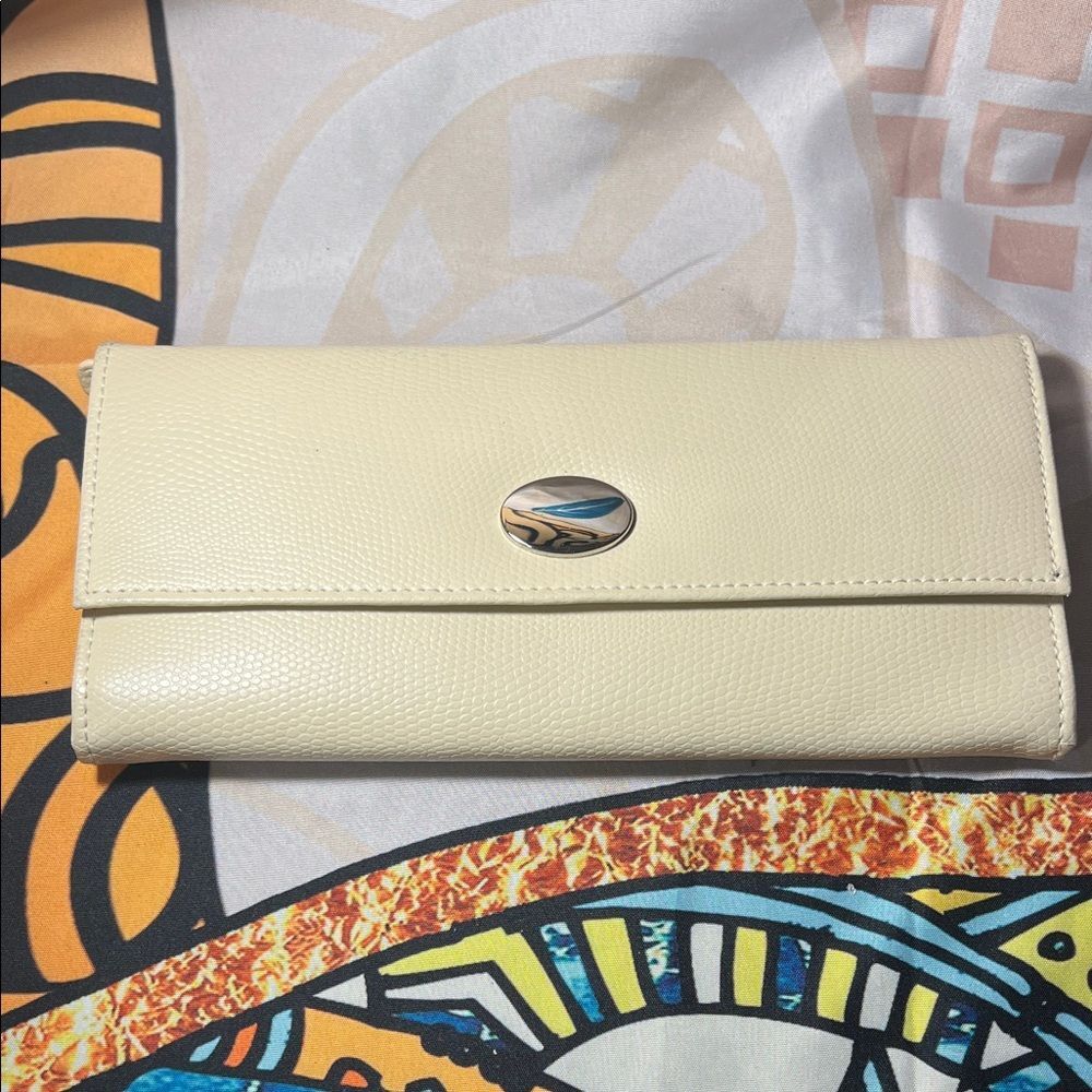 Pottery Barn Mckenna Leather Travel Jewelry Wallet in Ivory